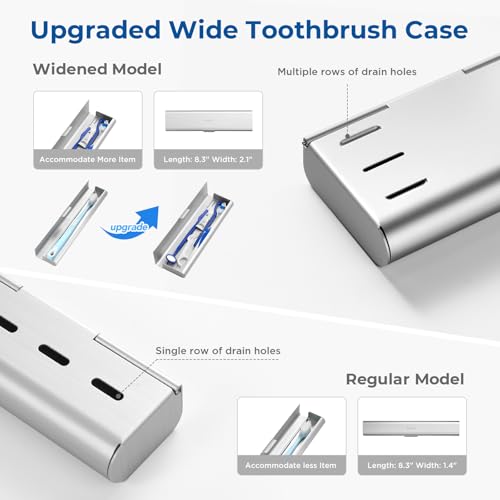 Wider Aluminum Toothbrush Travel Case+Oralphi Soft Toothbrushes for Morning Freshness & Night Cleanliness