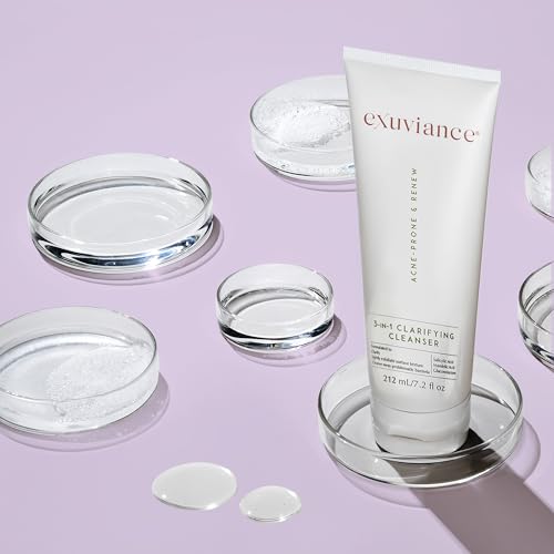 EXUVIANCE 3-in-1 Clarifying Anti-Aging Cleanser for Acne-Prone Skin with Salicylic Acid, Soap-Free Makeup Remover and Oil Control Face Wash, Exfoliates, Soothes & Improves Skin Texture, 7.2 fl. oz