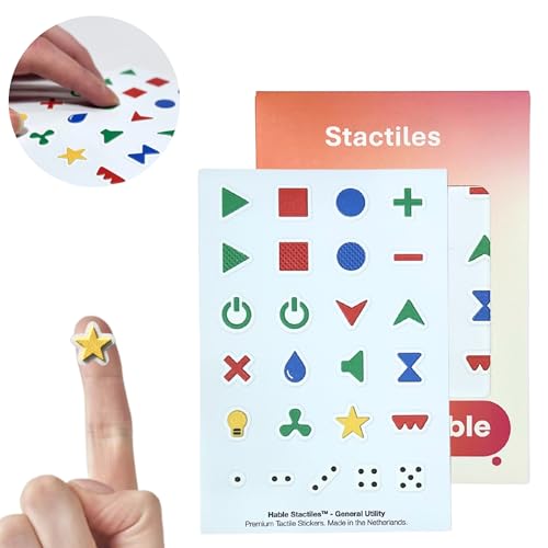 25 Premium Tactile Stickers for Blind & Visually Impaired - Appliance Identification Markers (Stove, Oven, Washing Machine) - Water Safe & Heat Resistant - Tactile Symbols (Braille)