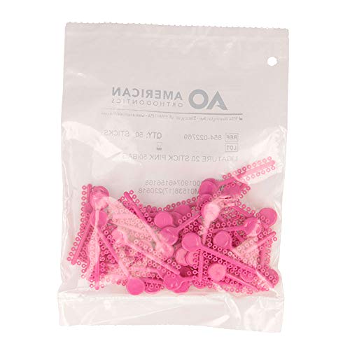 American Orthodontics Ligatures, Pink, Non Latex, 50 Stick, 1000 Count