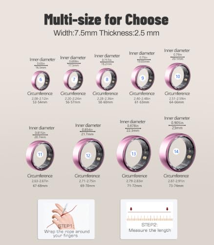 AI Smart Ring for Women Men, Health Ring with AI Health Analysis Lavender Pink 6#