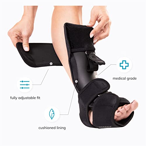 BraceAbility Plantar Fasciitis Night Splint - Dorsal Plantar Fascia Night Splint, Achilles Tendonitis Foot Brace for Plantar Fasciitis Relief, Heel Pain Sleeping Boot - Fits Men and Women (S/M) S/M