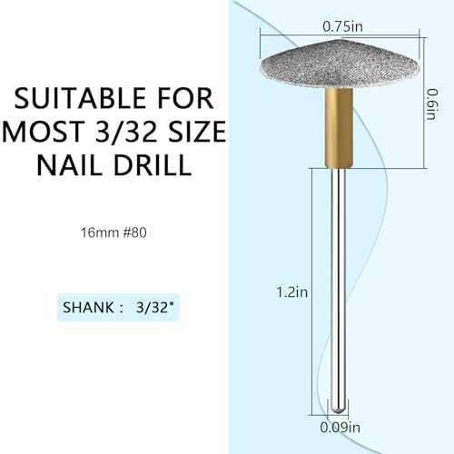 Pedicure Drill Bit, Diamond Carbide Foot Nail Drill Bit,Stainless Steel Professional Pedicure Foot Calluses Sanding Polishing Bits for Cracked Skin Callus Removal for Home Salon & DIY(Medium) Medium