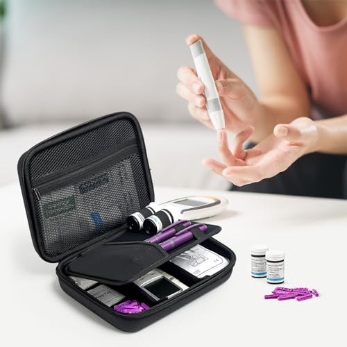 ProCase Diabetes Travel Case for Diabetic Supplies -Black Large Storage Case(10.5" x 8.5" x 2.8") Black