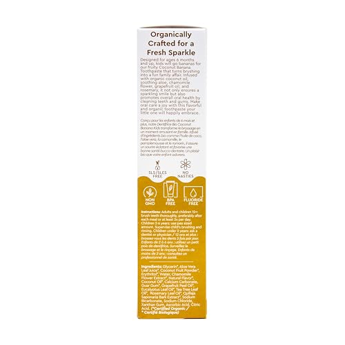 RADIUS USDA Organic Kids Toothpaste 3oz Non Toxic Chemical-Free Gluten-Free Designed to Improve Gum Health for Children's 6 Months and Up - Coconut Banana - Pack of 3 3 Ounce (Pack of 3)