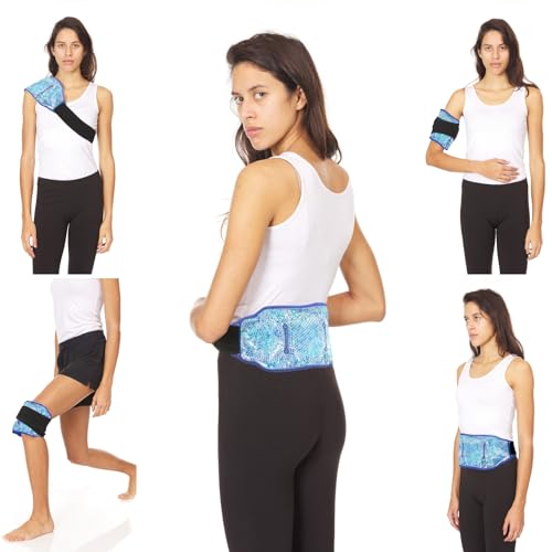 Premium Hot Cold Gel Bead Ice Pack by FOMI Care | Cool Compress for Lower Back, Shoulder, Knee, Bicep, Stomach | Coccyx, Sciatica, Tailbone Pain Relief | Flexible, Reusable Heating Pad | (Blue) 1 Pack Blue - Gel Bead