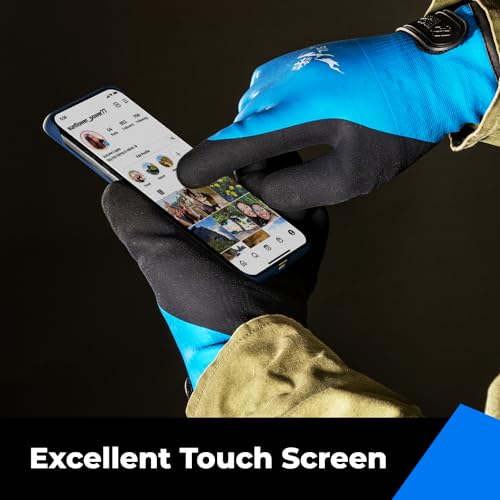 toolant 100% Waterproof Winter Work Gloves, Thermal Insulation with Grip Blue Large (Pack of 1)