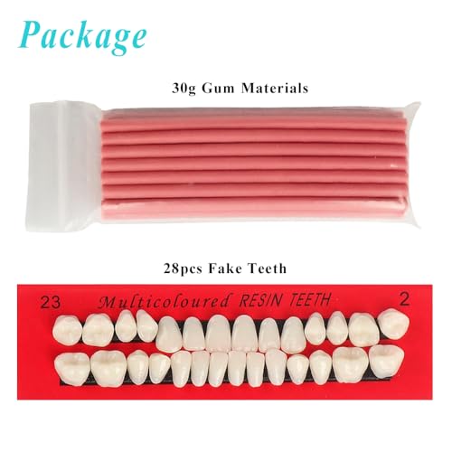Dentures Fake Teeth DIY Kit Easy and Convenient DIY Fake Teeth Repair Missing Teeth or DIY Full Denture Kit Fake Teeth Top and Bottom Temporary Fake Teeth