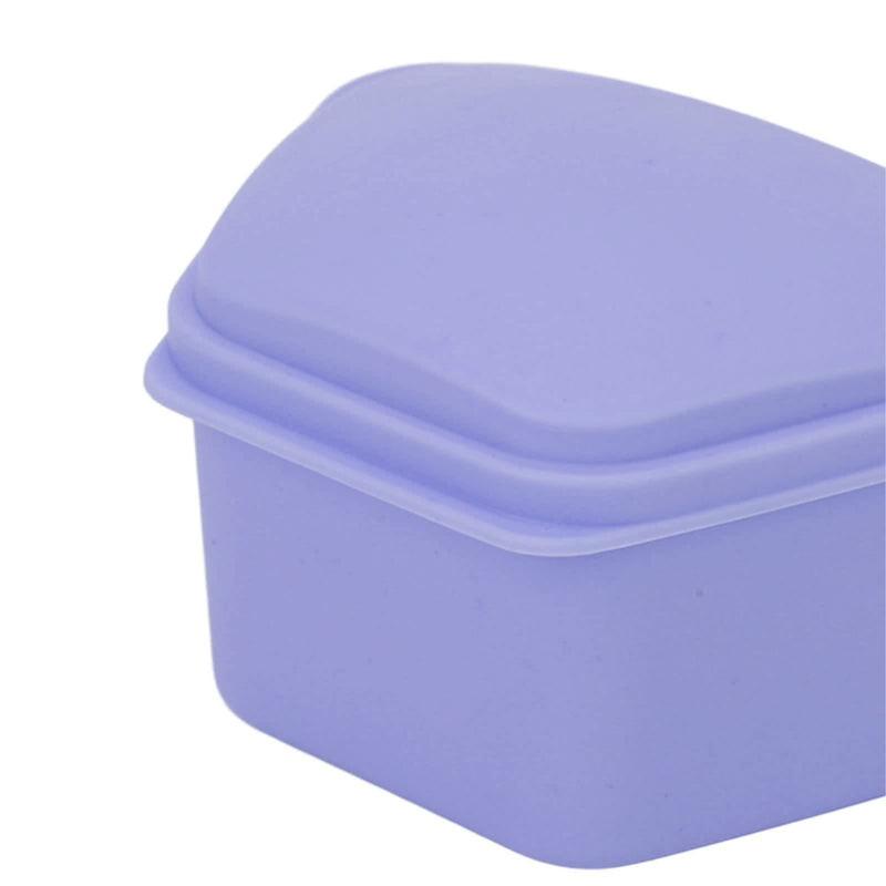 Trapezoid Retainer Case, Mouth Guard Cases, Denture Case Partial Tooth Case Denture Box Denture Storage Boxes, Travel Portable Denture Bath Box for Home Office Purple