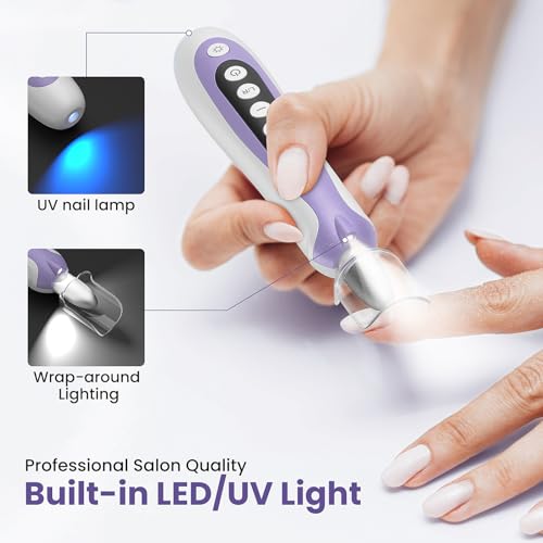 Nail Drill, Electric Nail File, 10-Speed Cordless Manicure Kit, Purple