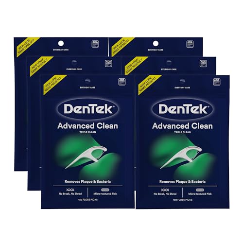DenTek Triple Clean Advanced Clean 150 Count Floss Picks 6 Pack Bundle with Australian Gold 8 Fluid Ounce Aloe Vera Freeze Gel