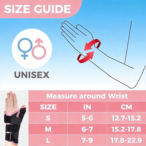 Adjustable Wrist & Thumb Immobilizer Brace, Breathable Wrist Support with Aluminum Splint for Carpal Tunnel, Sprain, Arthritis, Left Hand S