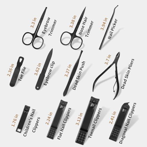 MINKINH Manicure Set Professional Nail Clipper Kit-26 Pieces for Men, Black