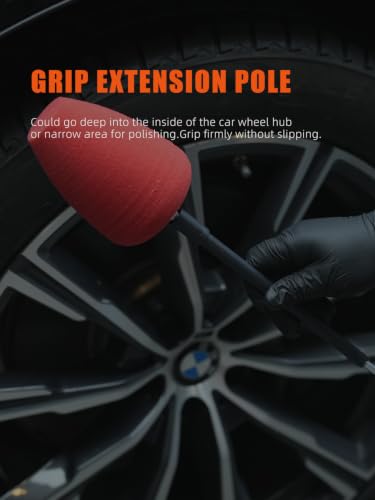 SPTA Metal Polishing Tool, Auto Cylindrical Metal Polish Buffing Polishing Ball, Drill Buffing Sponge Pads Buffing Wheel for Drill Foam, Sponge Buffing for Automotive Car Wheel Hub Care Red Cylindrical Polishing Ball