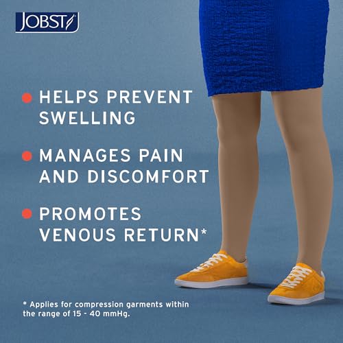 JOBST Relief Knee High Graduated Compression Socks, 30-40 mmHg - Comfortable Unisex Design - Closed Toe, Black, Medium Standard Medium (1 Pair)