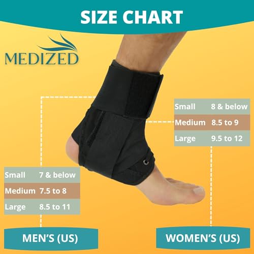 MEDIZED Ankle Brace, Lace Up Adjustable Support for Running, Basketball, Injury Recovery, Sprain! Ankle Support Wrap for Men, Women, and Children (Large) Large
