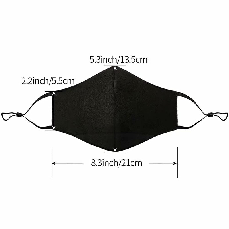 NBDIB Adult Adjustable Face Protection with Filter Pocket and Nose Wire Black Breathable Cloth Mask with 10Pcs Filters 3+10pcs