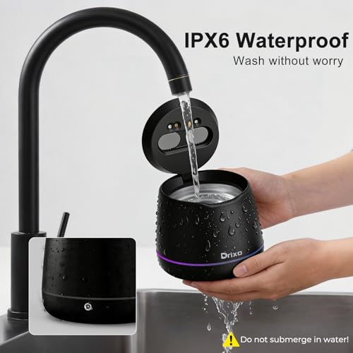 Drixo Ultrasonic Retainer Cleaner Machine, IPX6 Waterproof Dental Cleaning Pod, 3 Modes Denture Cleaner for Night Guard Mouth Guard Braces, 45kHz Denture Dome with UV Light, 200ML Tank, Jet Black