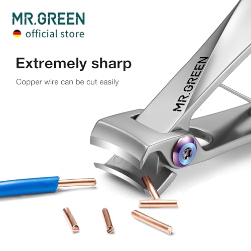 MR.GREEN Nail Clippers Wide Jaw Opening Stainless Steel Fingernail Clipper Thick Hard Toenail Cutter Manicure Scissors Tools (Nail Clipper (Medium)+Nail File) Nail Clipper (Medium)+nail File