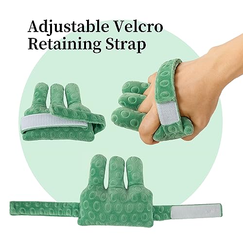 Adjustable Removable Finger Separator Protector Hand Contracture Cushion Padding Pillow Prevention Aid Training Tool With Fingers Hands Splints (Green) Green