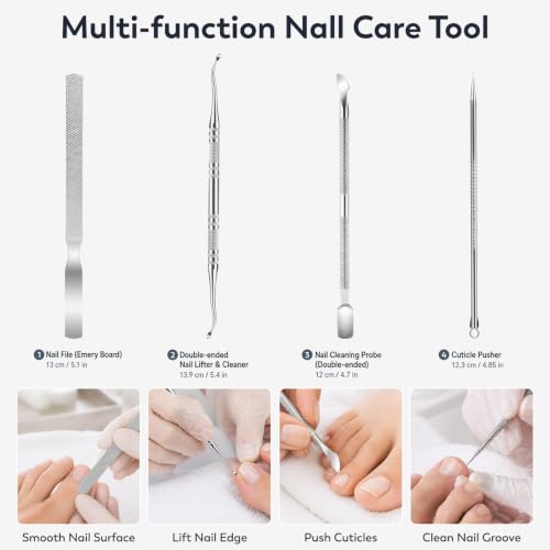JTIEO 10 Pcs Ingrown Toenail Treatment Kit, Stainless Steel Nail Tools. 10pack-black