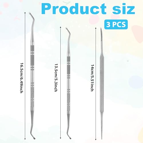 3 Pcs Pedicure Tools for Feet Ingrown Toenail File and Lifters Upgraded Professional Ingrown Toenail Treatment Double Head Nail Cleaning Tools Under Sidewall Cleaner Pain Relief Accessories
