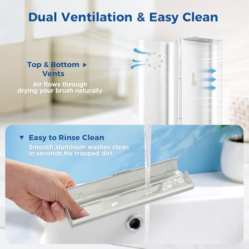 Toothbrush Travel Case Aluminum, Portable Toothbrush Holders, 1Pack Silver, 1Pack Black, Bundle Product