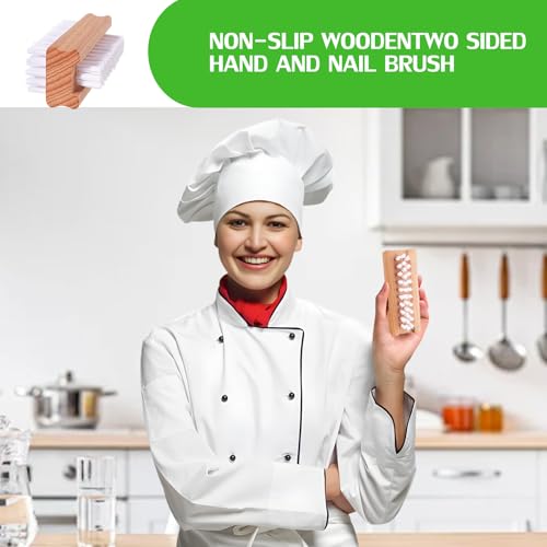 SAMEBUTECO 2 Pack Non-Slip Wooden Hand & Nail Brush,Dual-Sided Fingernail Scrub Brush for Deep Cleaning Nails,Hands & Feet Heavy Duty Mechanic Hand Brush with Stiff Bristles and Molded Beech-wood Grip