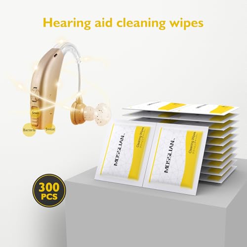 300 Counts Hearing Aid Wipes Individually Wrapped Hearing Aid Cleaner Hearing Aid Cleaning Wipes for Hearing Aids,Earmold, Earbuds, Headphone,Screen,Glasses,Phone 300 Count