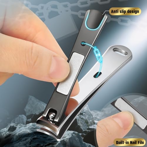Nail Clippers Set for Men & Women – Professional Toenail Clippers for Thick Ingrown Nails, Toenail Clippers for Seniors, Ultra Sharp Stainless Steel Fingernail Clipper & Nail Cutter, Gift Idea Black(AB)