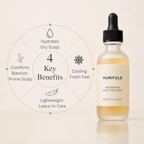 HUNYULE Microbiome-Friendly Scalp Serum, 2 oz – Leave-In Serum for Itchy, Dry & Sensitive Scalp, Supports Fuller-Looking Hair