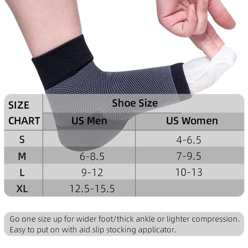 Ankle Compression Sleeve (Cushioned Heel & Firm Support) - Plantar Fasciitis Brace - Open Toe Compression Socks for Swelling, Sprain, Neuropathy, 20-30 mmHg Small 6 Pairs - Black
