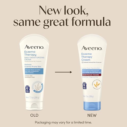 Aveeno Eczema Therapy Daily Moisturizing Body Cream for Sensitive Skin, Soothing Eczema Cream for Itchy & Dry Skin Relief, Colloidal Oatmeal & Ceramide, Steroid- & Fragrance-Free, 7.3 Oz 11 Ounce (Pack of 1)