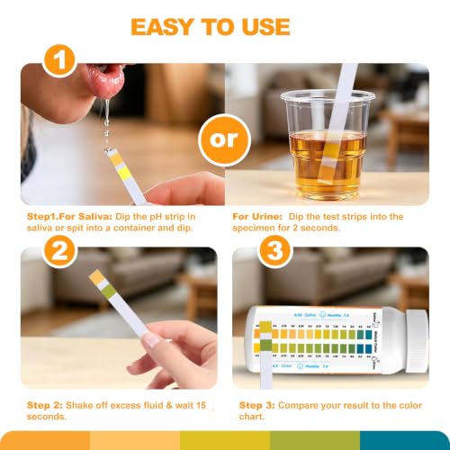 pH Test Strips for Urine and Saliva (4.5-9.0) 200 Count (100×2 Bottles)