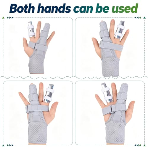 Adjustable Finger Splint with Metal Splint, Trigger Finger Brace Support for Index, Middle, Ring and Pinky Finger, Joint Stabilizer for Broken Finger and Postoperative Recovery