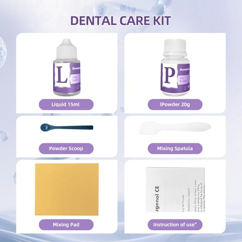 Tooth Repair Kit, Zinc Oxide Eugenol Cement for Cavities Filling, Dental Care Kit for Broken, Chipped or Missing Teeth, Temporary and Permanent Tooth Filling and Crown Fixing at Home