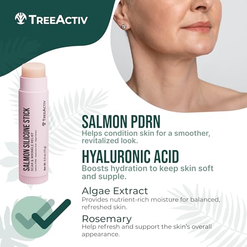 Silicone Scar Stick Lightweight Silicone Balm with Salmon PDRN, Hyaluronic Acid & Algae Extract Easy-to-Use Scar Care Stick for Smoother Looking Skin, 0.5 oz 0.5 Ounce (Pack of 1)