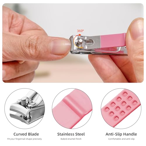 10 in 1 Manicure kit for Women Professional Pink Nail kit, Fingernail and Toenail Clipper Cutters and Personal Pedicure, Complete Manicure Set Women with Travel Beauty Tools Convenience Set