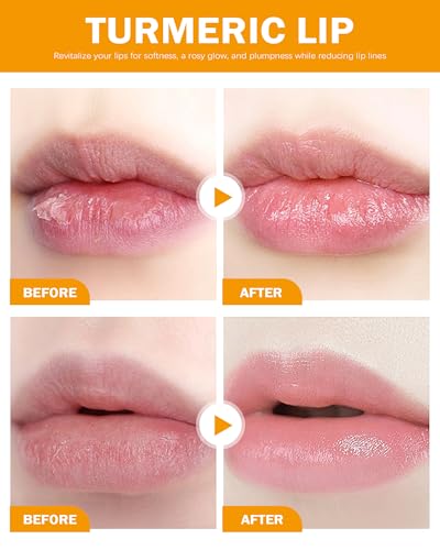 3Pcs Turmeric Lemon Lip Scrub and Turmeric Lip Balm Hydrating & Nourishing Lip Care kit, Exfoliating Lip Scrub with Aloe Vera For Dark Lips,Long-Lasting Natural Balm Moisturizer for Dry, Cracked Lips Set A