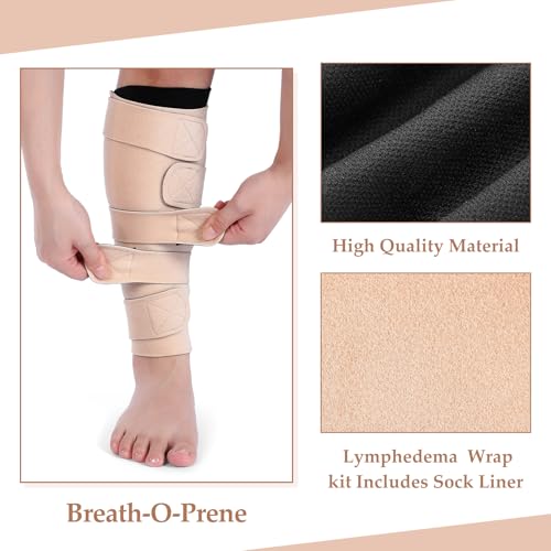 3 Pairs Lymphedema Compression Leg Wraps 20-50 MmHg, Black-nude Black-complexion Leg Wrap