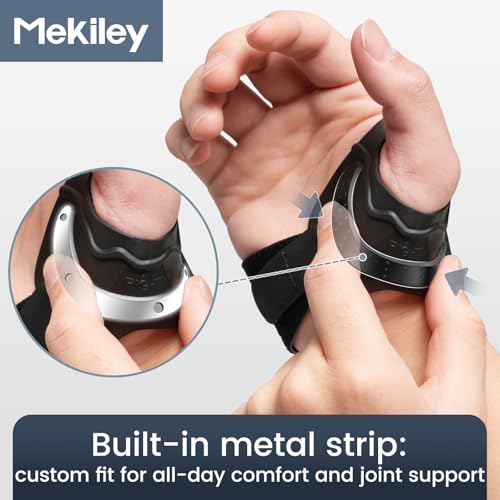 CMC Thumb Support Brace - with Firm Supportive Wrist Strap, Dual Density Thumb Brace Stabilizes CMC Joint, Pain Relief for Osteoarthritis for Women and Men (Black, Left Hand, Medium) Black, Left Hand