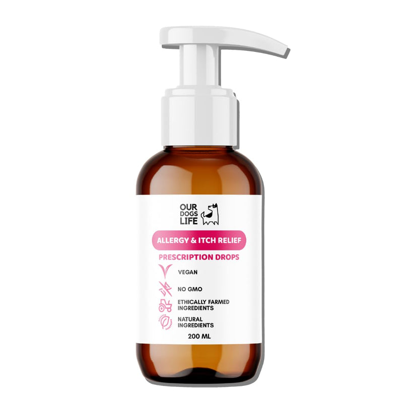 Dog Allergy and Itch Relief Drops - Comprehensive Itchy Dog Skin Relief - Immune Boosting Formula - dog itchy skin relief - 200ml