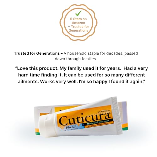 Cuticura Medicated Ointment | First Aid Antiseptic | Infection Protection | Antibiotic-Free Ointment for Cuts, Scrapes & Burns | Soothing Itch & Pain Relief with Aloe Vera & Vitamin E, 1oz (3 Pack) 1 Ounce (Pack of 3)