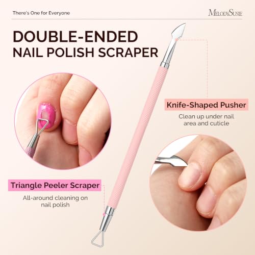 MelodySusie 3Pcs Cuticle Nipper, Pusher & Scraper Stainless Steel Set, Pink 3Pcs Cuticle Tools Set, Pink