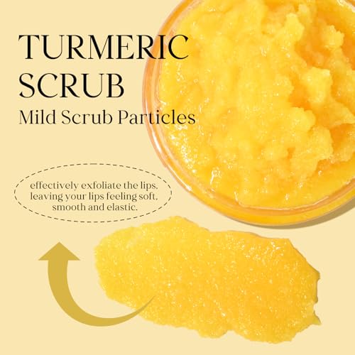 Turmeric Lip Treatment Kit for Dark Lips, Lip Scrub&Lip Balm for Smokers, Lip Exfoliator Scrub for Hydration Chapped and Cracked Peel Lips 1x Turmeric Lip Balm, 1x Turmeric Lip Scrub