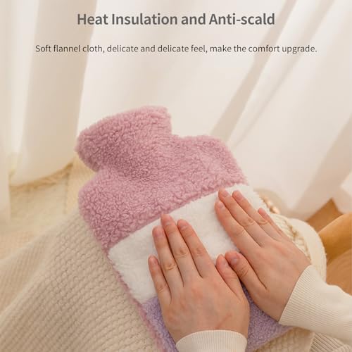 Hot Water Bottle with Soft Premium Cover, 1.5L Hot Water Bag for Menstrual Cramps, Neck and Shoulder Pain Relief, Hot and Cold Therapies, Hand Feet Warmer Brown