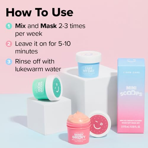 I DEW CARE Wash Off Face Mask Skincare Gift Set - Mini Scoops | Facial Masks, Matcha, Korean Skincare, Pore Cleansing Mask, Cruelty-Free, Travel Size, Mini Set, Stocking Stuffers, Teen Girl Gift Set 01 Mini Scoops