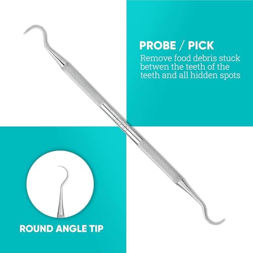 Dental Tools HOKIN Plaque Remover Teeth Cleaning Tool 4 Pcs Dental Care Kit Tooth Filling Repair Set Stainless Steel Dental Tools for Men Women Kids and Pet Care Jet Black