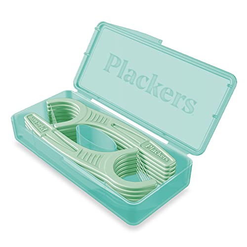 Plackers Dental Flossers Twin-Line 600 Count (Pack of 4) and Micro Mint Floss Picks 12 Count Travel Case Bundle