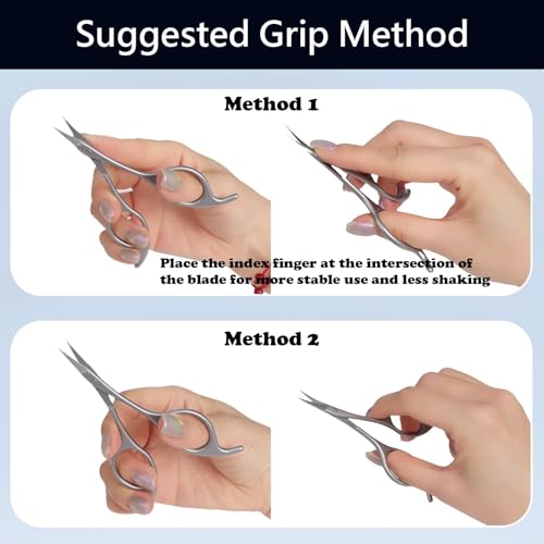 Butterfly-Tail Nail Cuticle Scissors: More Stable Anti-slip Multi-Faceted Sandblasted Grooming Scissors Stainless Steel Cuticle Cutter, Eyebrow Eyelash Nose Hair Manicure Kit for Women, 1 PACK A1-butterfly Tail Scissor 1
